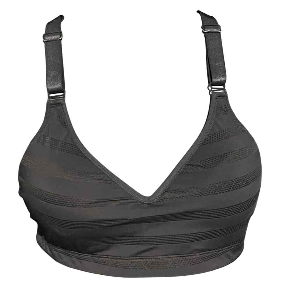Marika Tek Black Lightly Padded Striped Racerback Sports Bra